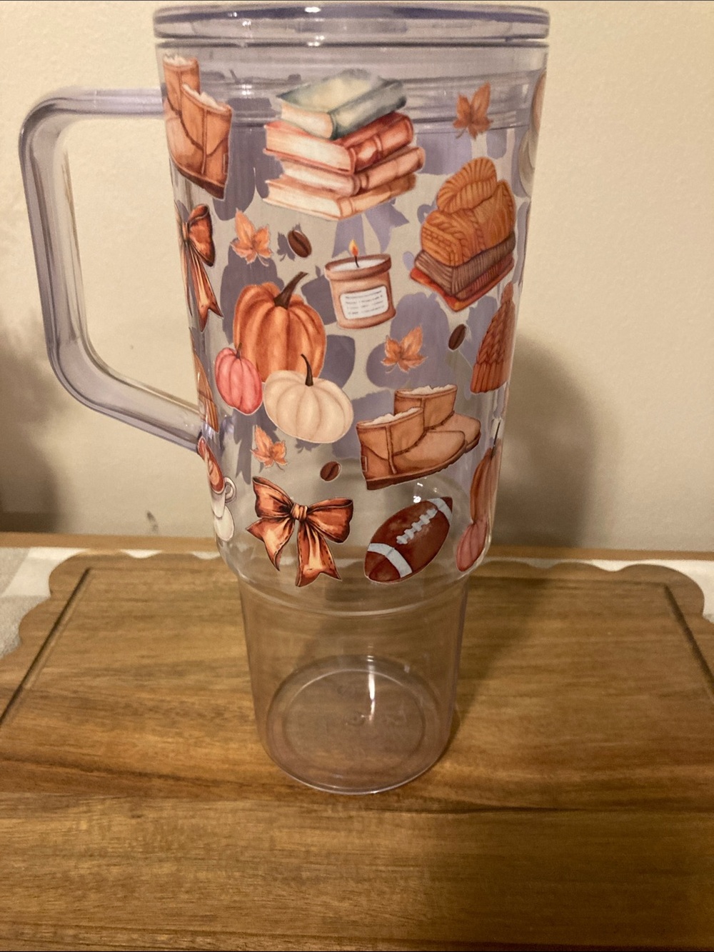 Clear Fall-Themed Double Wall Tumbler - Pumpkin Print